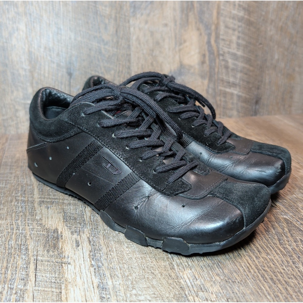 Vintage Diesel Evelyn Shoes Leather Sneakers Women's Size 7.5 Black Y2K Suede